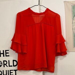 Monteau Vibrant Red Layered Sleeve Blouse